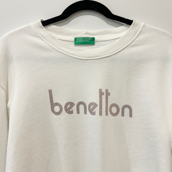 Benetton White Crew Neck Sweatshirt - Picture 4 of 4